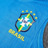 26/27 Brazil Player Version Lake Blue Tank top and Green shorts suit