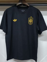 26/27 Spain Black Pure Cotton Men's T-shirt#T-35黄标