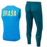 26/27 Brazil Player Version Lake Blue Tank top and Green Pants suit