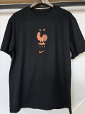 26/27 France Black Pure Cotton Men's T-shirt#T-35金鸡标