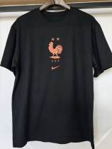 26/27 France Black Pure Cotton Men's T-shirt#T-35金鸡标
