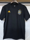 26/27 Spain Black Pure Cotton Men's T-shirt#T-35蓝队标