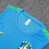 26/27 Brazil Player Version Lake Blue Tank top and Green Pants suit