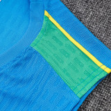 26/27 Brazil Player Version Lake Blue Tank top and Green shorts suit