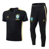 26/27 Brazil Player Version Black Training Shirts Black Pants Suit
