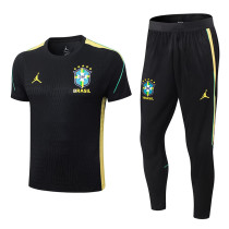 26/27 Brazil Player Version Black Training Shirts Black Pants Suit