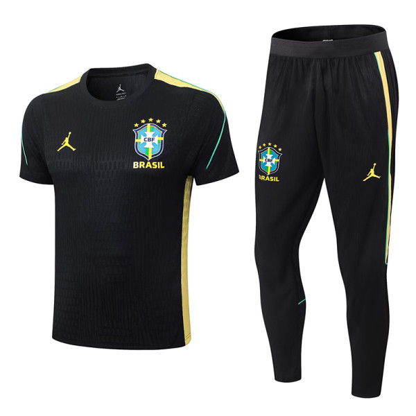 26/27 Brazil Player Version Black Training Shirts Black Pants Suit
