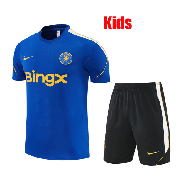 26/27 CHE Kids Blue Training sleeve Black Shorts Suit#童装