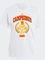 26/27 Spain White CAMPEONES Commemorative Edition Pure Cotton Men's T-shirt