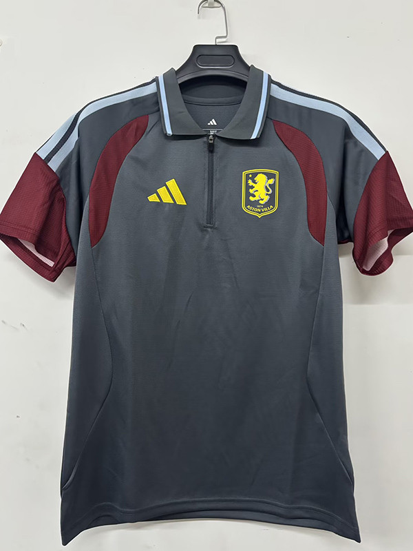 26/27 Aston Villa Grey Half Pull Polo Training Shirt