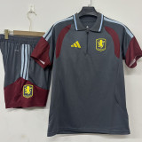 26/27 Aston Villa Grey Half Pull Polo Training  Shirts Suit