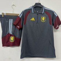 26/27 Aston Villa Grey Half Pull Polo Training  Shirts Suit