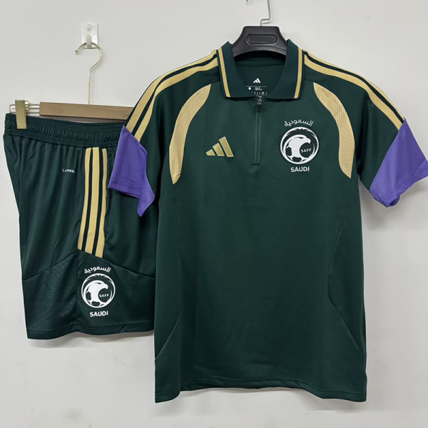 26/27 Saudi Arabia Green Half Pull Polo Training Shirts Suit