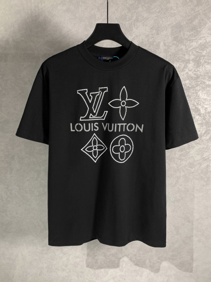 Louis Vuitton Reflective Letter Hot Diamond Print T-Shirts TX03