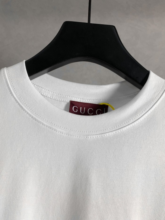 Gucci New Classic Double G Logo Embroidered Cotton T-Shirt