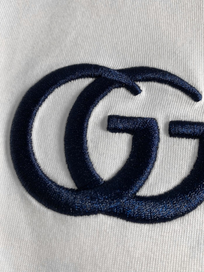 Gucci New Classic Double G Logo Embroidered Cotton T-Shirt