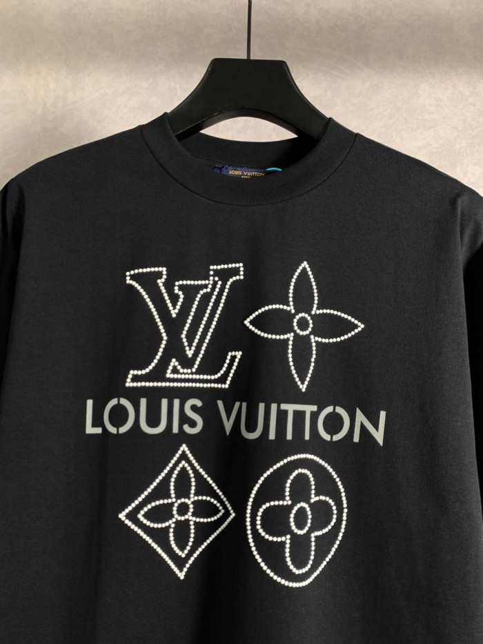 Louis Vuitton Reflective Letter Hot Diamond Print T-Shirts TX03