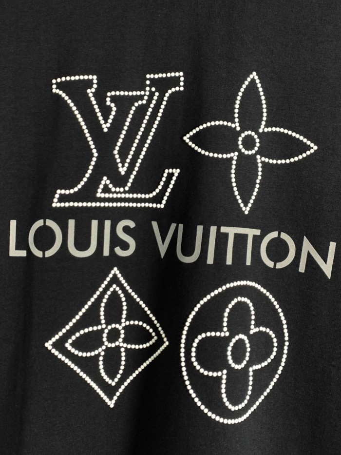 Louis Vuitton Reflective Letter Hot Diamond Print T-Shirts TX03