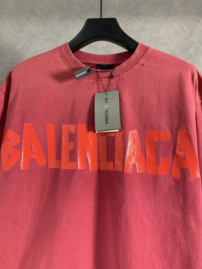 Balenciaga Frayed Adhesive Tape Cotton T-Shirts TX06