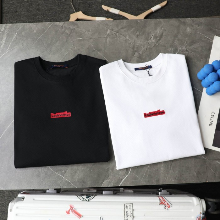 Louis Vuitton Red Small Logo Embroidered Casual T-Shirts