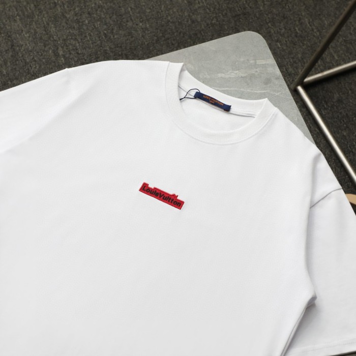 Louis Vuitton Red Small Logo Embroidered Casual T-Shirts