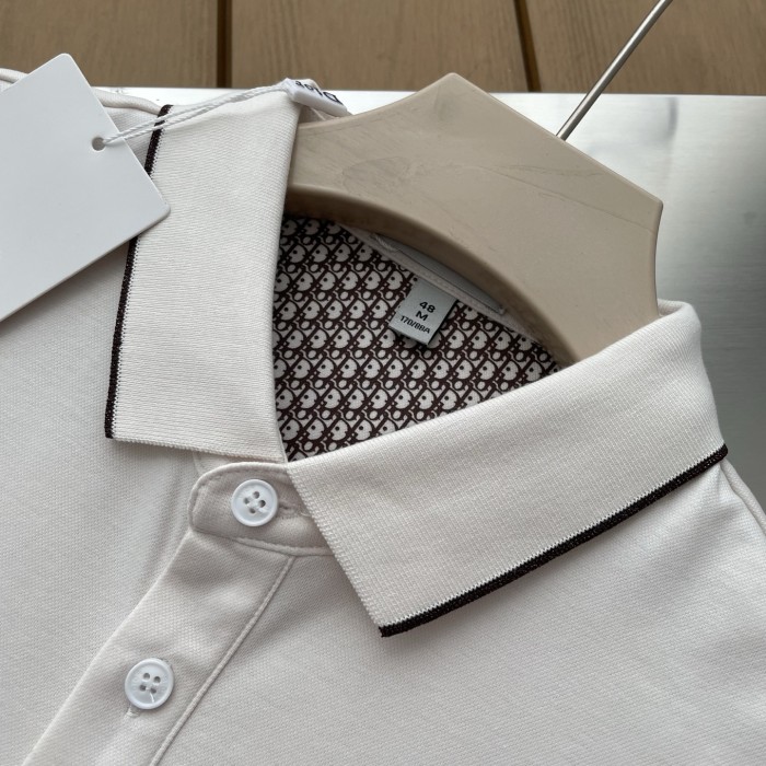 Dior Classic Logo Jacquard Bee Embroidered Polo Tee