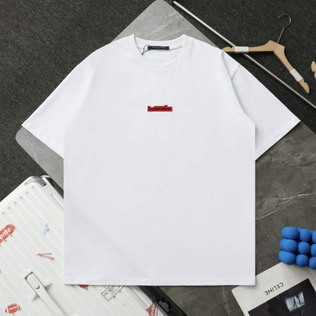 Louis Vuitton Red Small Logo Embroidered Casual T-Shirts