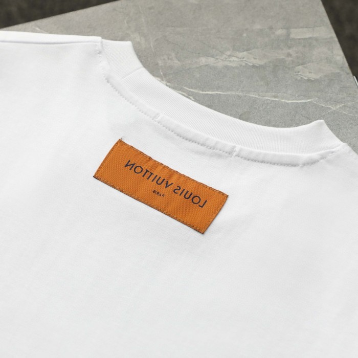 Louis Vuitton Red Small Logo Embroidered Casual T-Shirts