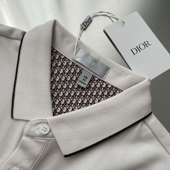 Dior Classic Logo Jacquard Bee Embroidered Polo Tee