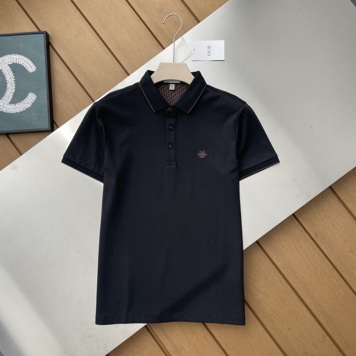 Dior Classic Logo Jacquard Bee Embroidered Polo Tee
