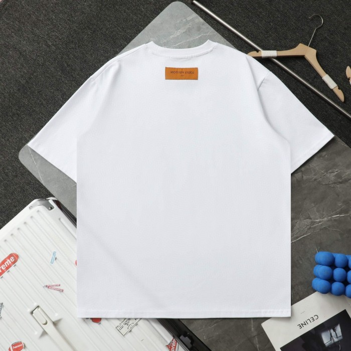 Louis Vuitton Red Small Logo Embroidered Casual T-Shirts