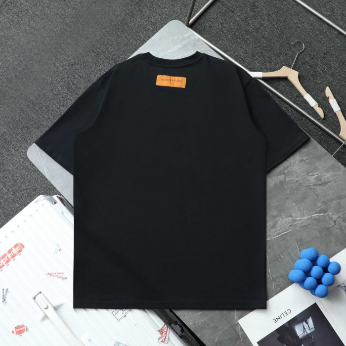 Louis Vuitton Red Small Logo Embroidered Casual T-Shirts