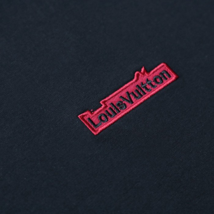 Louis Vuitton Red Small Logo Embroidered Casual T-Shirts