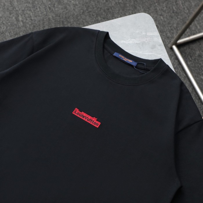 Louis Vuitton Red Small Logo Embroidered Casual T-Shirts