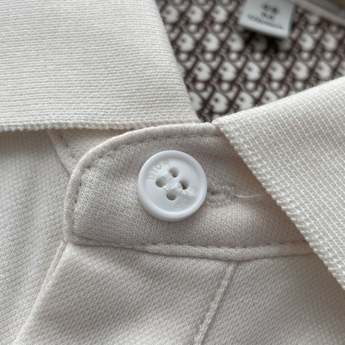 Dior Classic Logo Jacquard Bee Embroidered Polo Tee