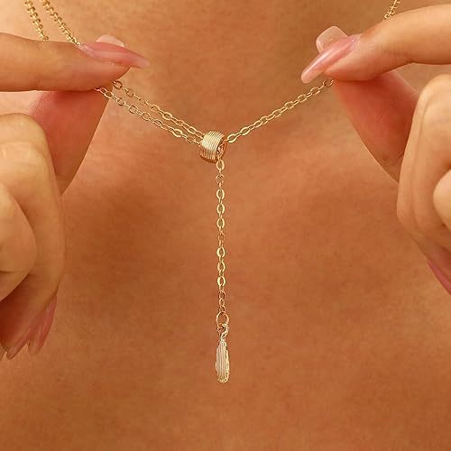 Dainty Gold Y-Shape Lariat Chain Necklace for Women