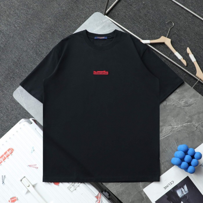 Louis Vuitton Red Small Logo Embroidered Casual T-Shirts