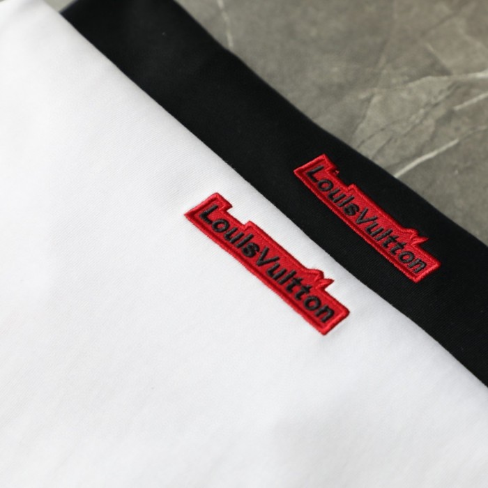 Louis Vuitton Red Small Logo Embroidered Casual T-Shirts