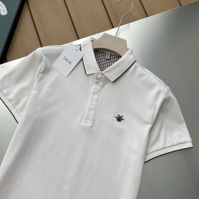 Dior Classic Logo Jacquard Bee Embroidered Polo Tee