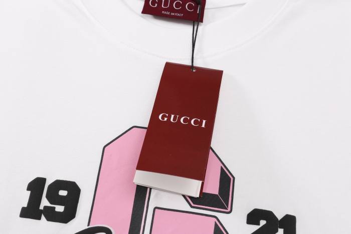 Gucci 25ss Pink Logo1921 Printed T-Shirt Short Sleeves