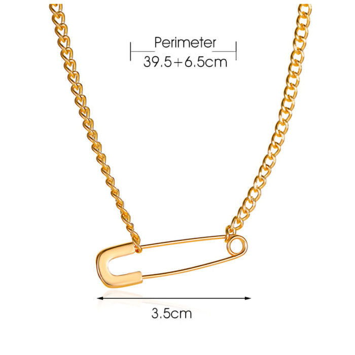 Punk Safety Pin Chain Necklace for Women