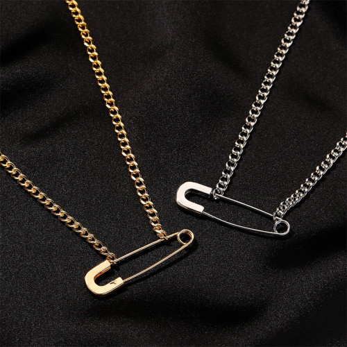 Punk Safety Pin Chain Necklace for Women