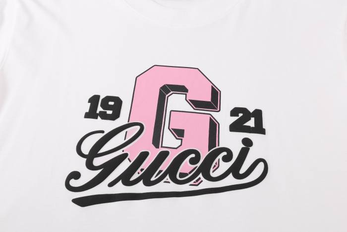 Gucci 25ss Pink Logo1921 Printed T-Shirt Short Sleeves