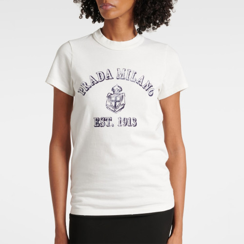 PRADA White Printed Jersey T-shirt Oversize