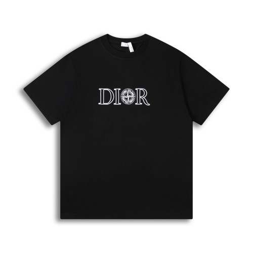 Dior x Stone Island Shirt Logo Print Black Oversized Fit T-Shirt