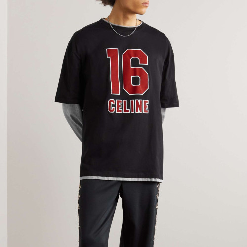 CELINE HOMME Layered Logo-Print Cotton-Jersey T-Shirt for Men