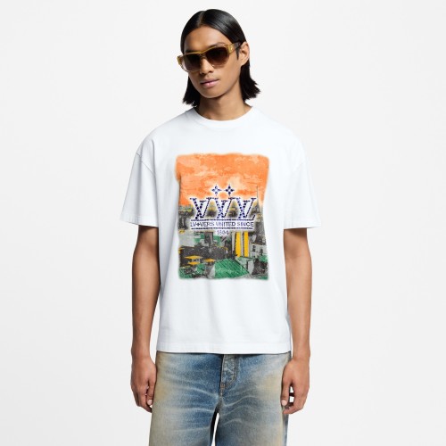 Louis Vuitton Embellished Graphic Cotton T-Shirt Paris Rooftops