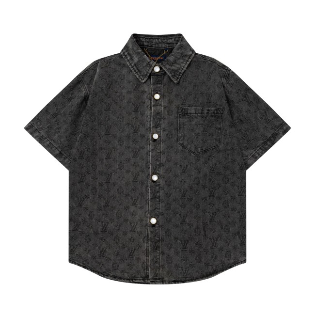 Louis Vuitton Obscure Jacquard Denim Short Sleeve Shirt