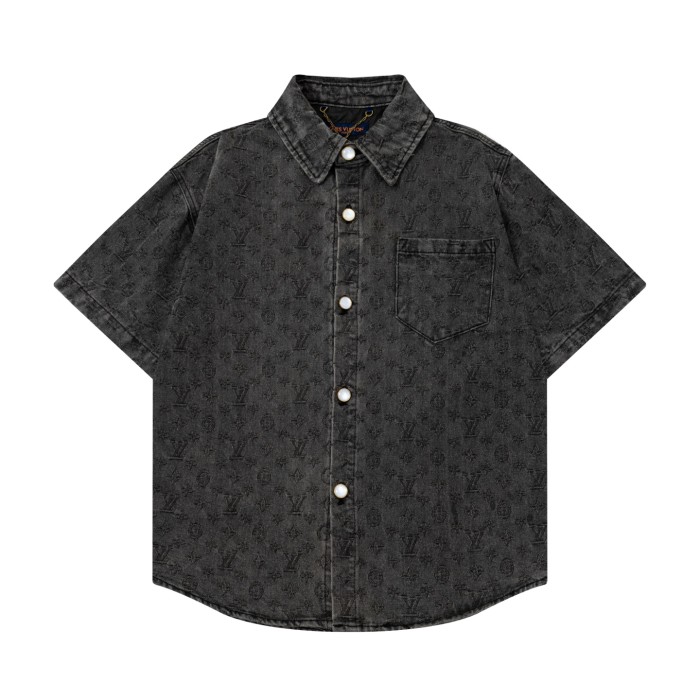 Louis Vuitton Obscure Jacquard Denim Short Sleeve Shirt