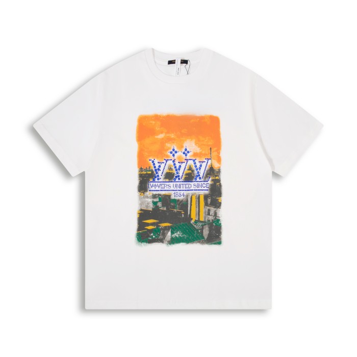 Louis Vuitton Embellished Graphic Cotton T-Shirt Paris Rooftops